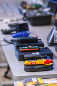 Close-up view of tools in use during hands-on labs.